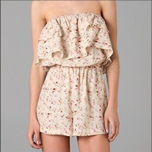 Blu Moon Floral Strapless Ruffle Romper Size S